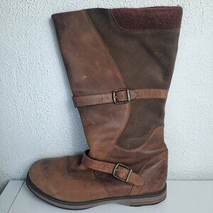 LL Bean Boots Womens 8 Wide Park Ridge Mid Calf Riding Side Zip Brown Leather